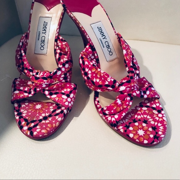 Jimmy Choo Leather & Cloth Printed Wedges - Picture 2 of 7